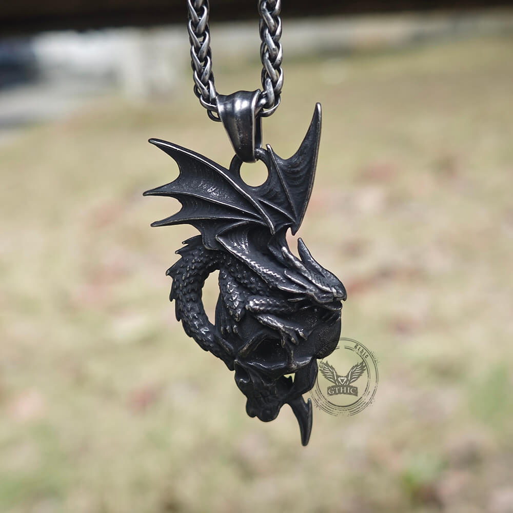 Gothic Pterosaur Skull Stainless Steel Pendant