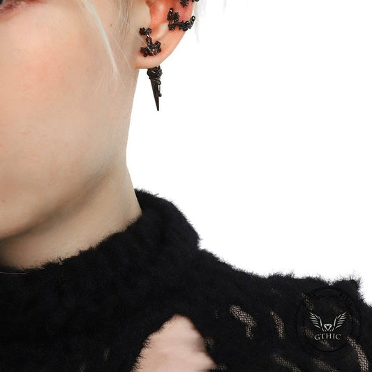 Gothic Rose Sword Stainless Steel Stud Earrings