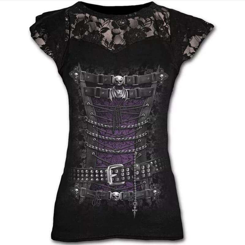 Gothic Skull Print Women’s Long T-shirt