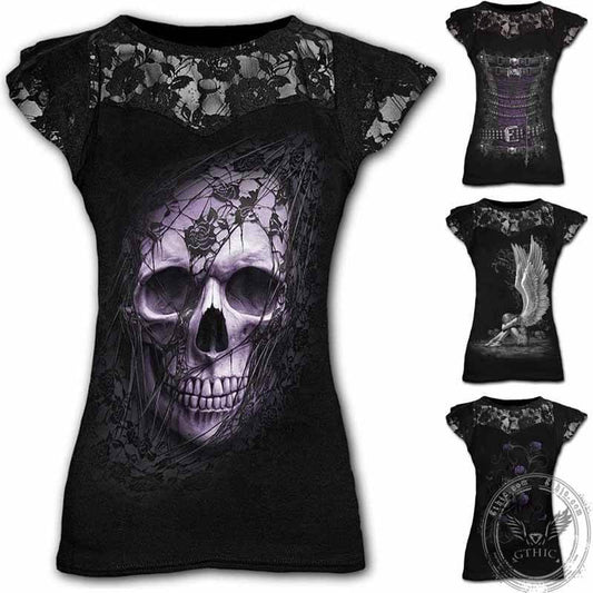 Gothic Skull Print Women’s Long T-shirt