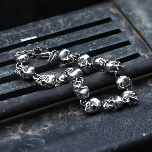 Gothic Skull Head Link Stainless Steel Bracelet