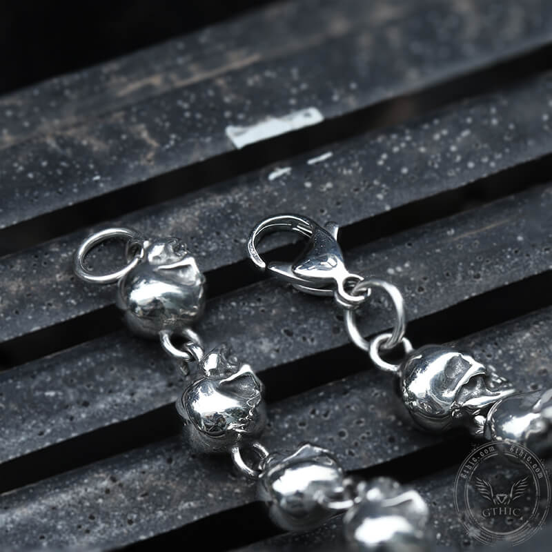 Gothic Skull Head Link Stainless Steel Bracelet