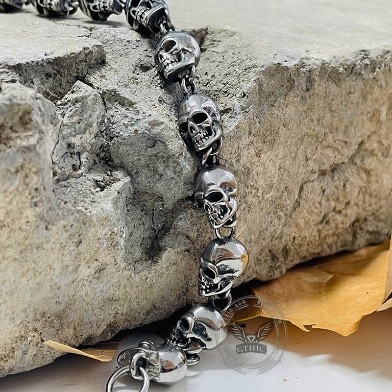 Gothic Skull Head Link Stainless Steel Bracelet