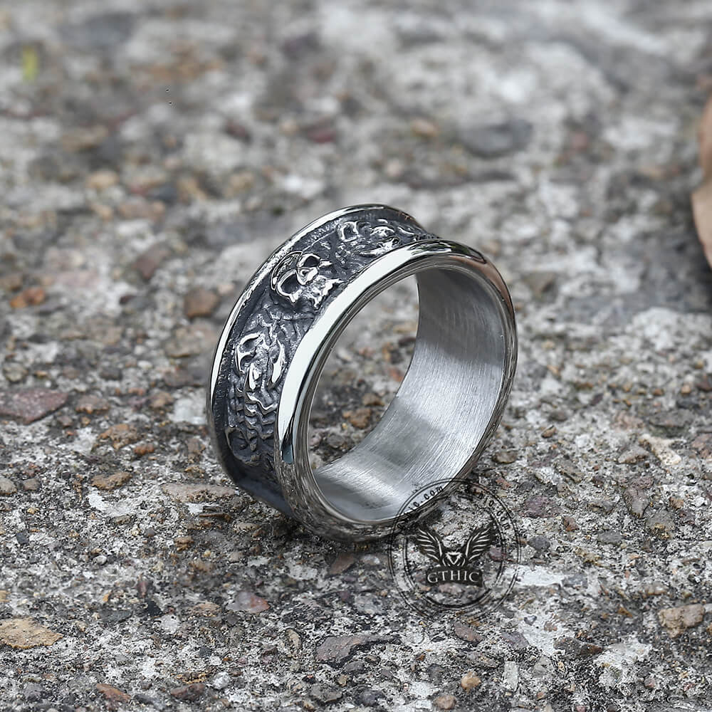 Gothic Skull With Scorpion Stainless Steel Ring