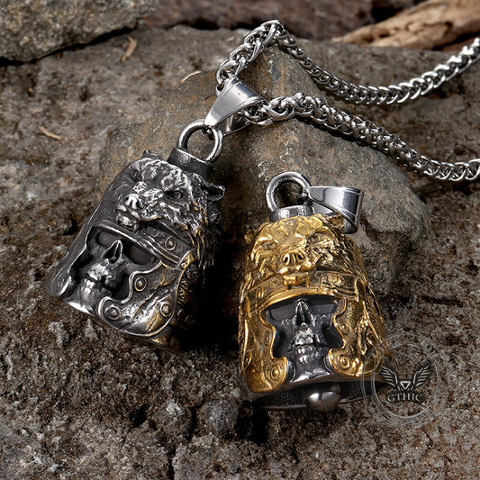 Gothic Skull Wolf Helmet Stainless Steel Bell Pendant