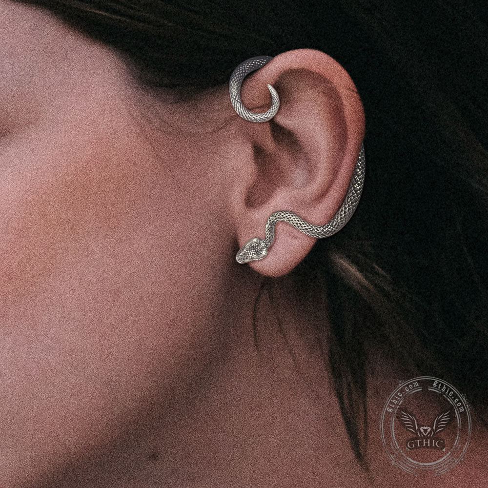 Gothic Snake Stainless Steel Stud Earrings