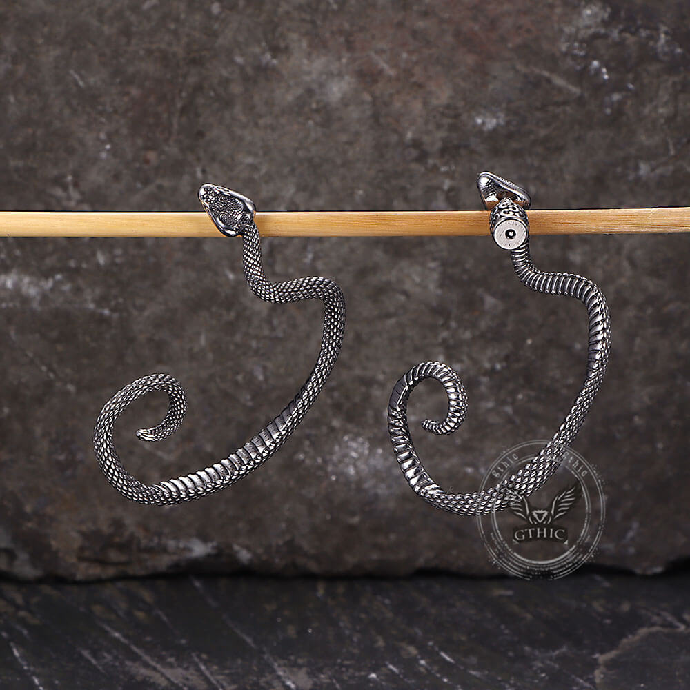 Gothic Snake Stainless Steel Stud Earrings