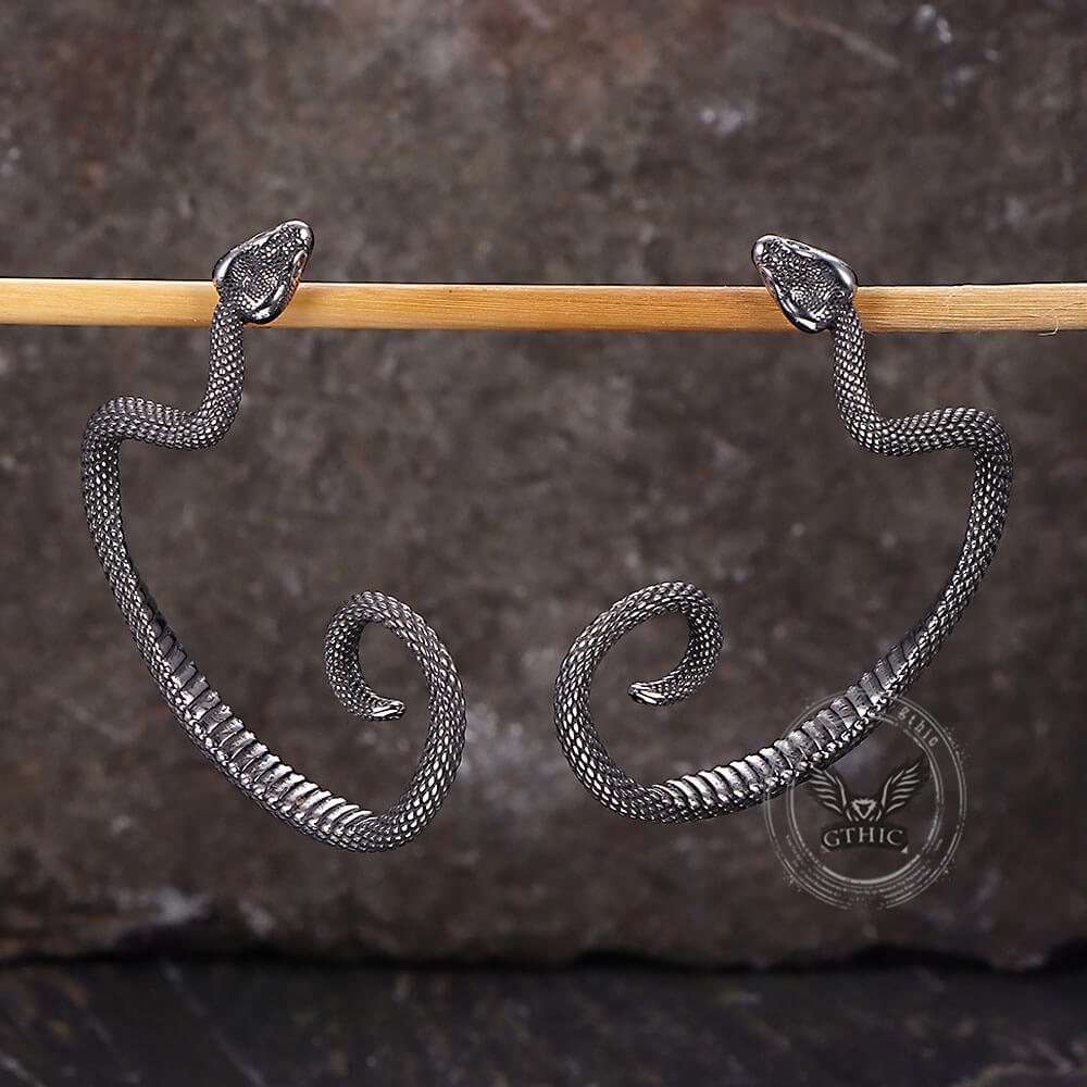 Gothic Snake Stainless Steel Stud Earrings