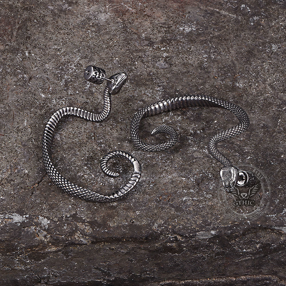 Gothic Snake Stainless Steel Stud Earrings