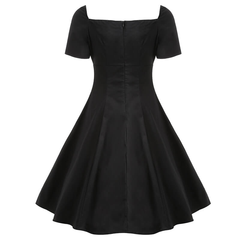 Gothic Solid Color Patchwork Lace Up Dress