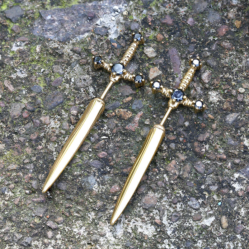 Gothic Sword Stainless Steel Stud Earrings