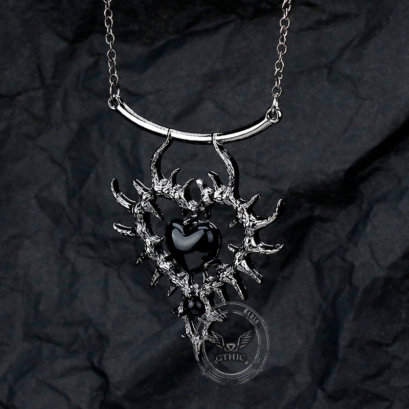 Gothic Thorn Double Heart Alloy Pendant
