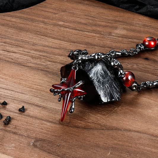 Gothic Thorns Four-Pointed Star Alloy Necklace