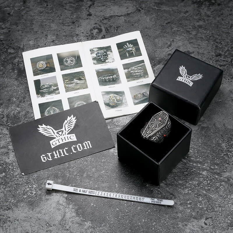 Gothic Vampire Coffin Stainless Steel Cross Ring