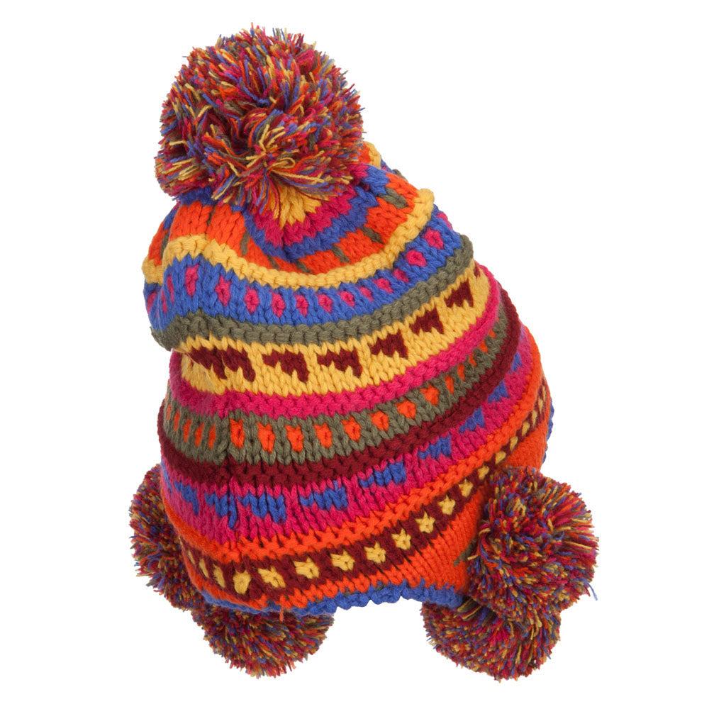 Girl's Striped Pom Ski Beanie