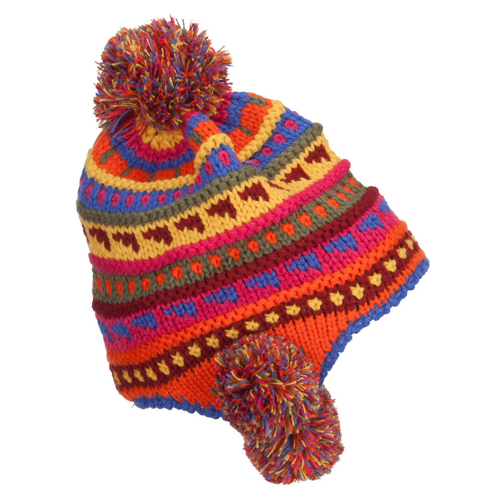 Girl's Striped Pom Ski Beanie