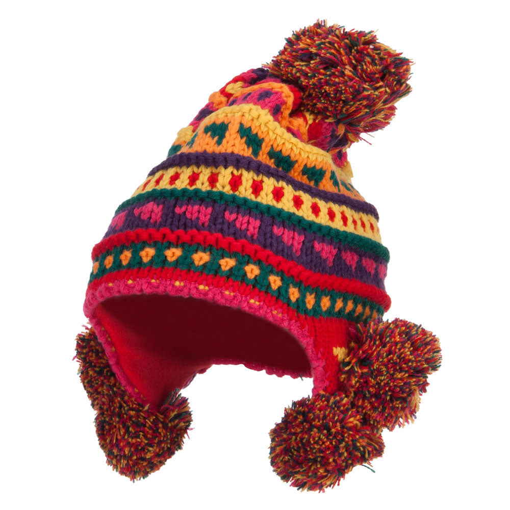 Girl's Striped Pom Ski Beanie