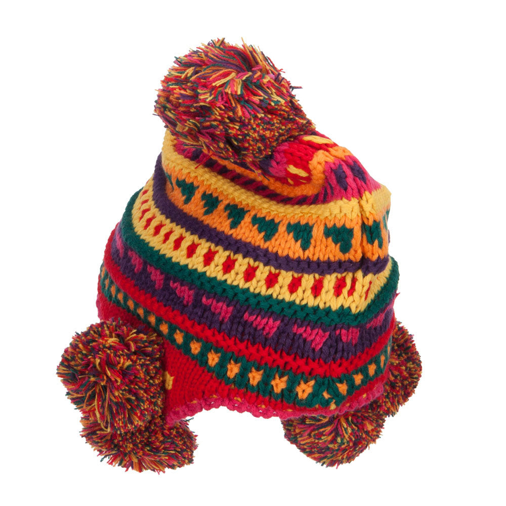 Girl's Striped Pom Ski Beanie