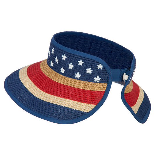 Girl's Paper Braid Rolled 3.5 Inch Brim Visor