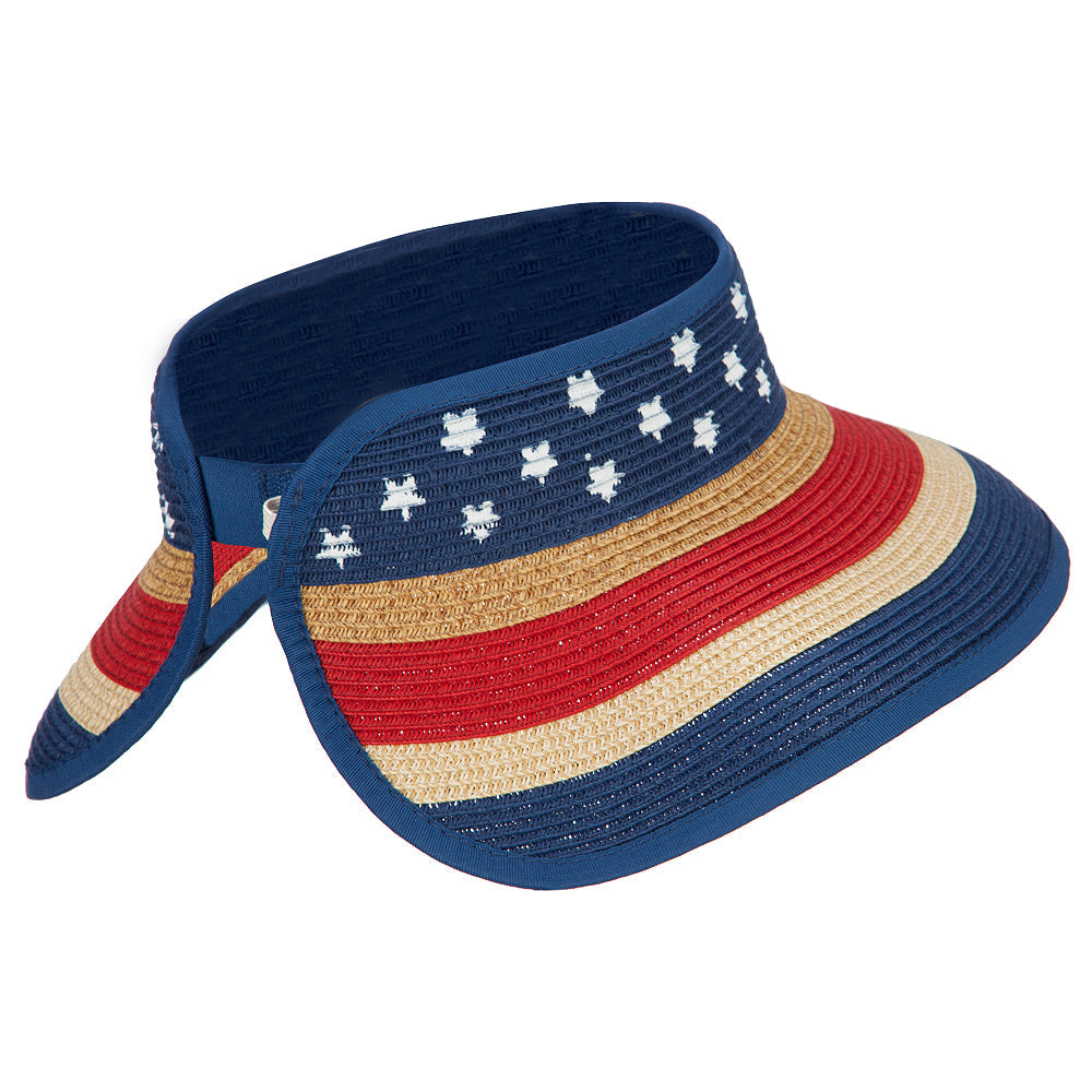 Girl's Paper Braid Rolled 3.5 Inch Brim Visor