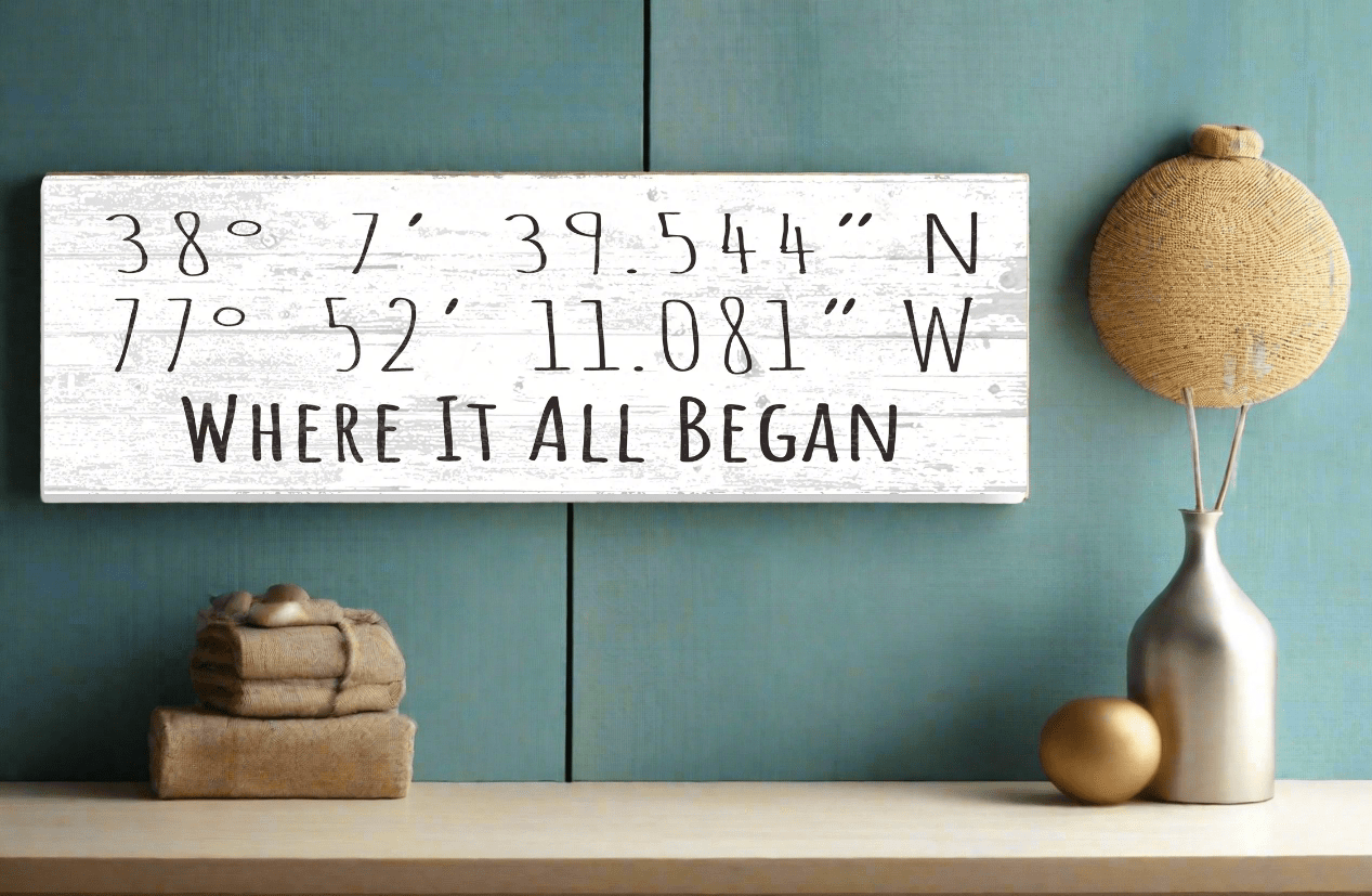 Custom GPS Coordinates Sign – Personalized “Where It All Began” Latitude & Longitude Plaque