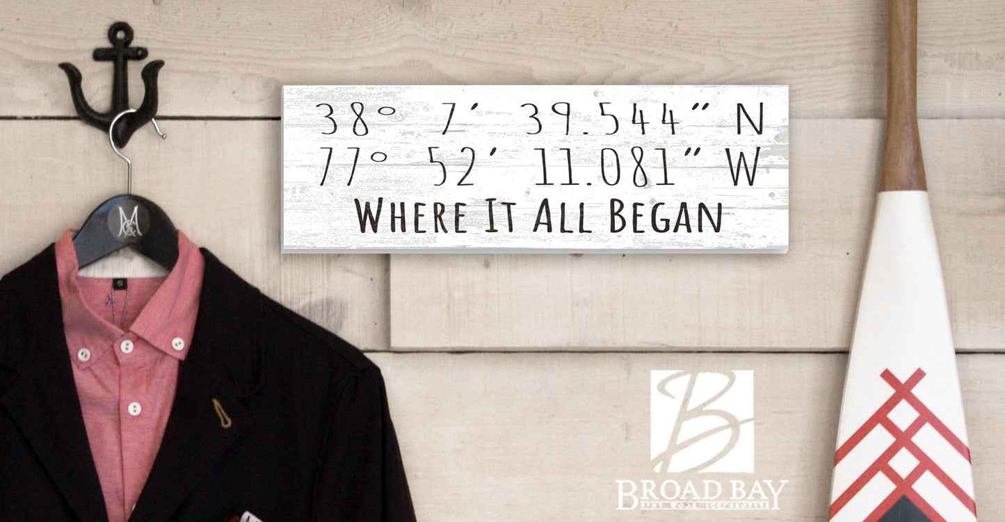 Custom GPS Coordinates Sign – Personalized “Where It All Began” Latitude & Longitude Plaque