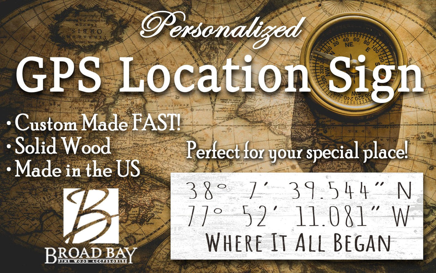 Custom GPS Coordinates Sign – Personalized “Where It All Began” Latitude & Longitude Plaque