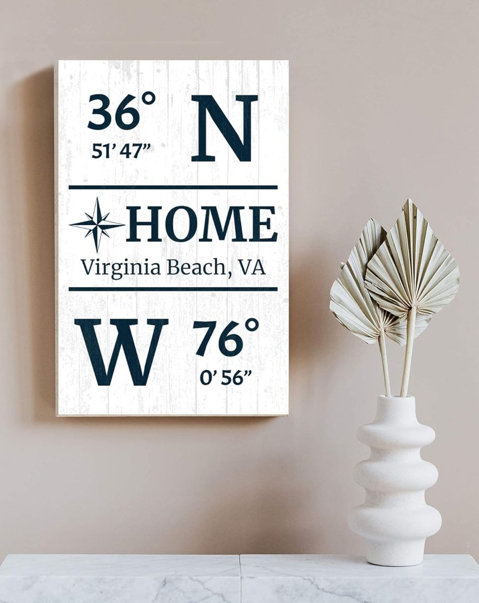 GPS Coordinate Sign - Personalized Solid Wood Latitude Longitude Wall Art - 16.5" x 10.5"