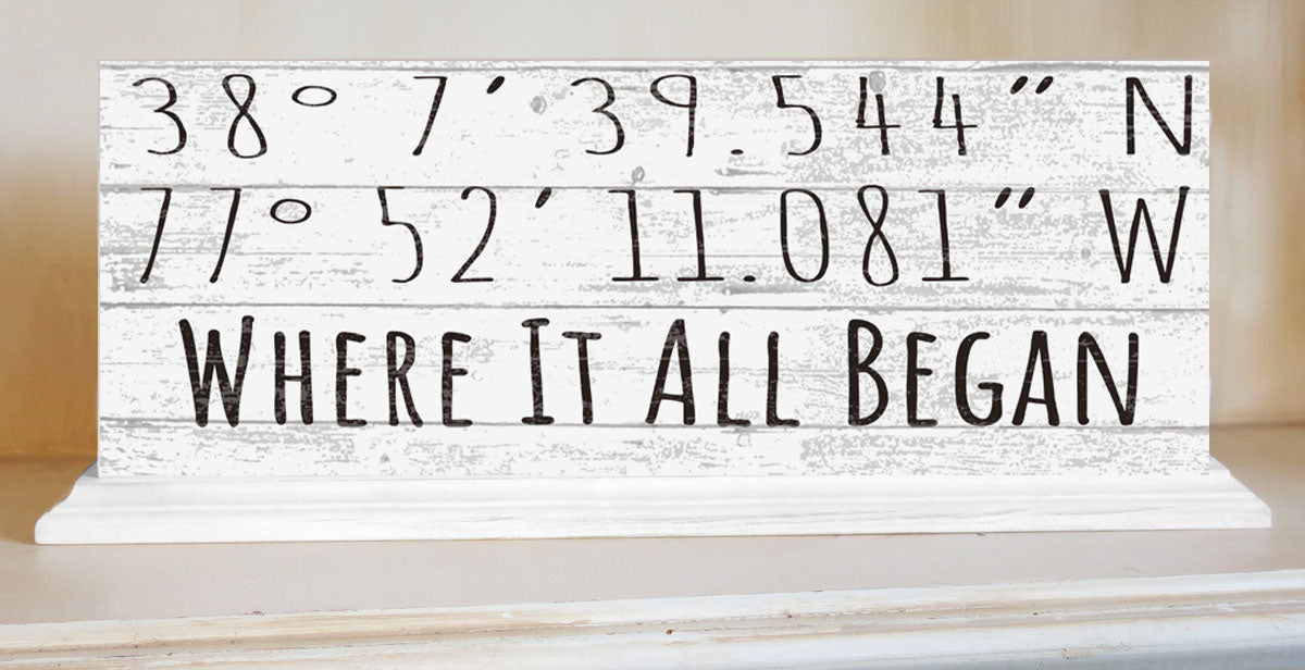 GPS Sign Custom Coordinates - Solid Wood 16.5in x 6in