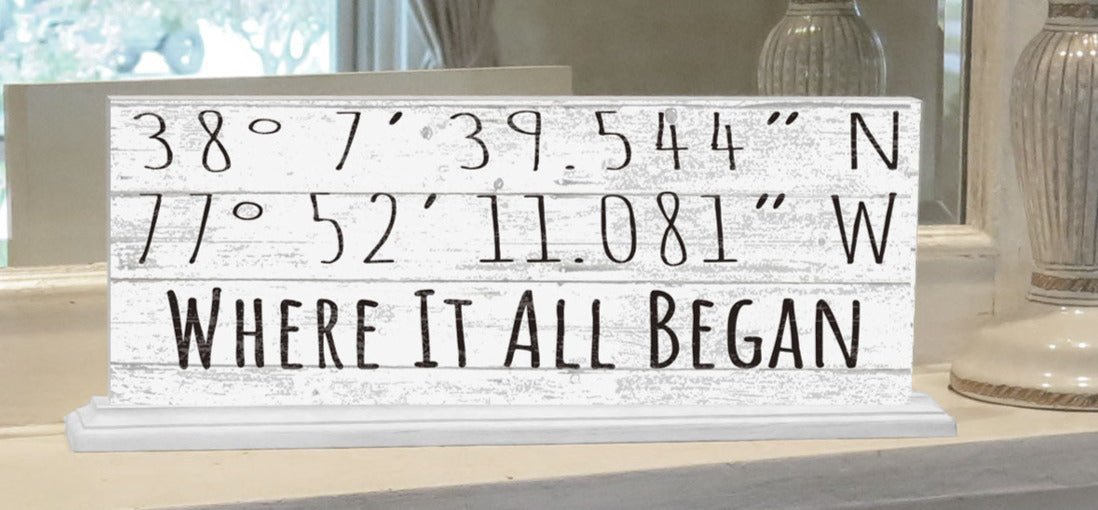 GPS Sign Custom Coordinates - Solid Wood 16.5in x 6in