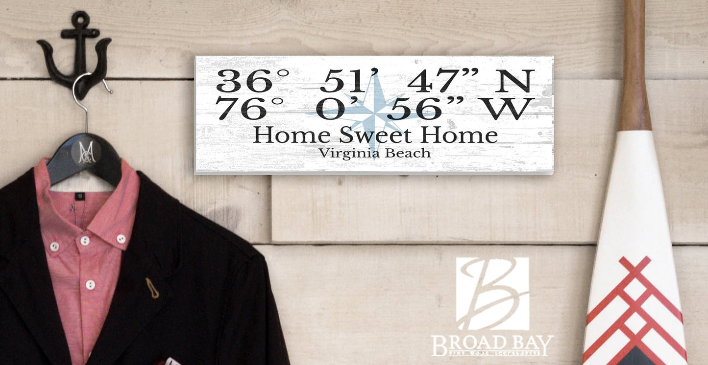 Custom GPS Coordinates Sign – Personalized “Home Sweet Home” Latitude & Longitude Plaque
