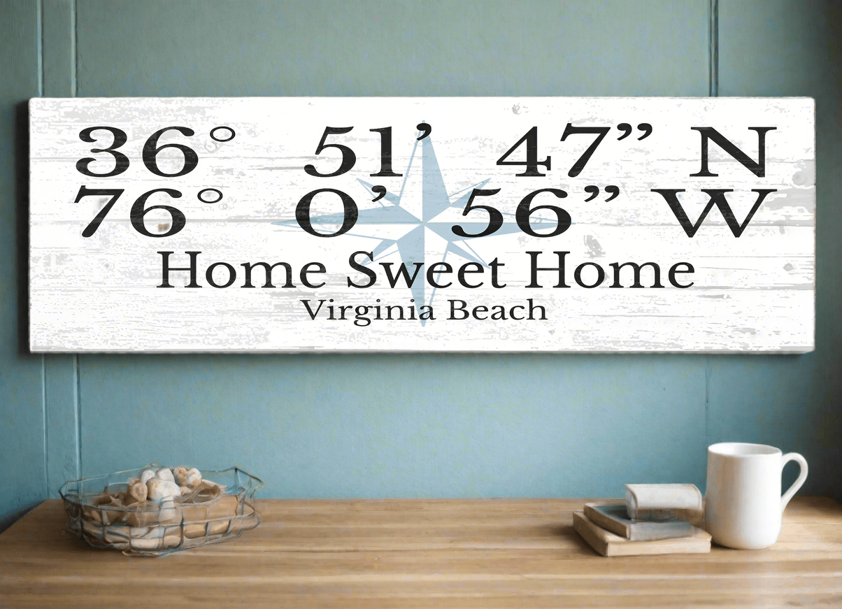 Custom GPS Coordinates Sign – Personalized “Home Sweet Home” Latitude & Longitude Plaque
