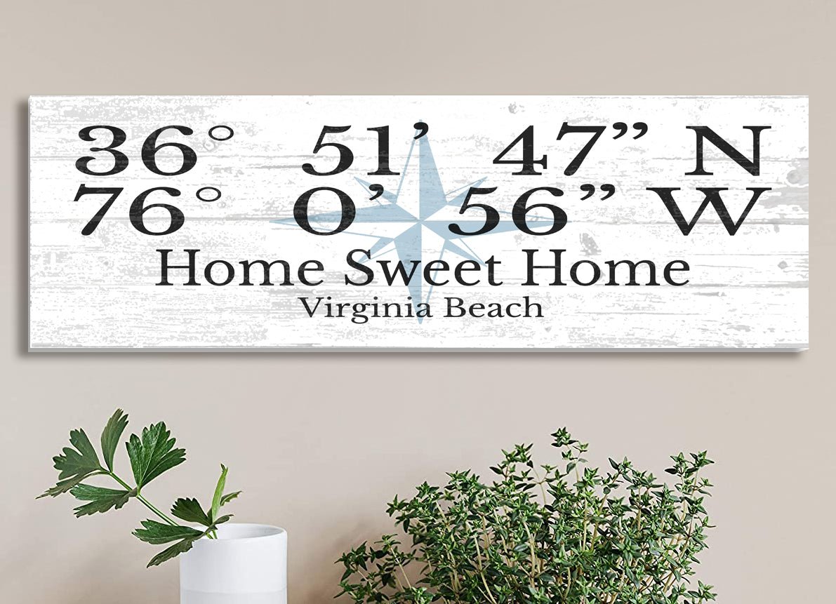 Custom GPS Coordinates Sign – Personalized “Home Sweet Home” Latitude & Longitude Plaque