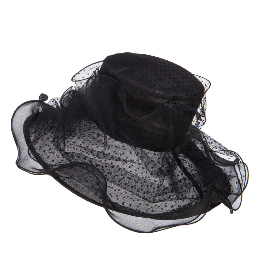 Polka Dot 3 Flowers Organza Hat