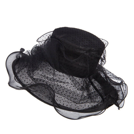 Polka Dot 3 Flowers Organza Hat