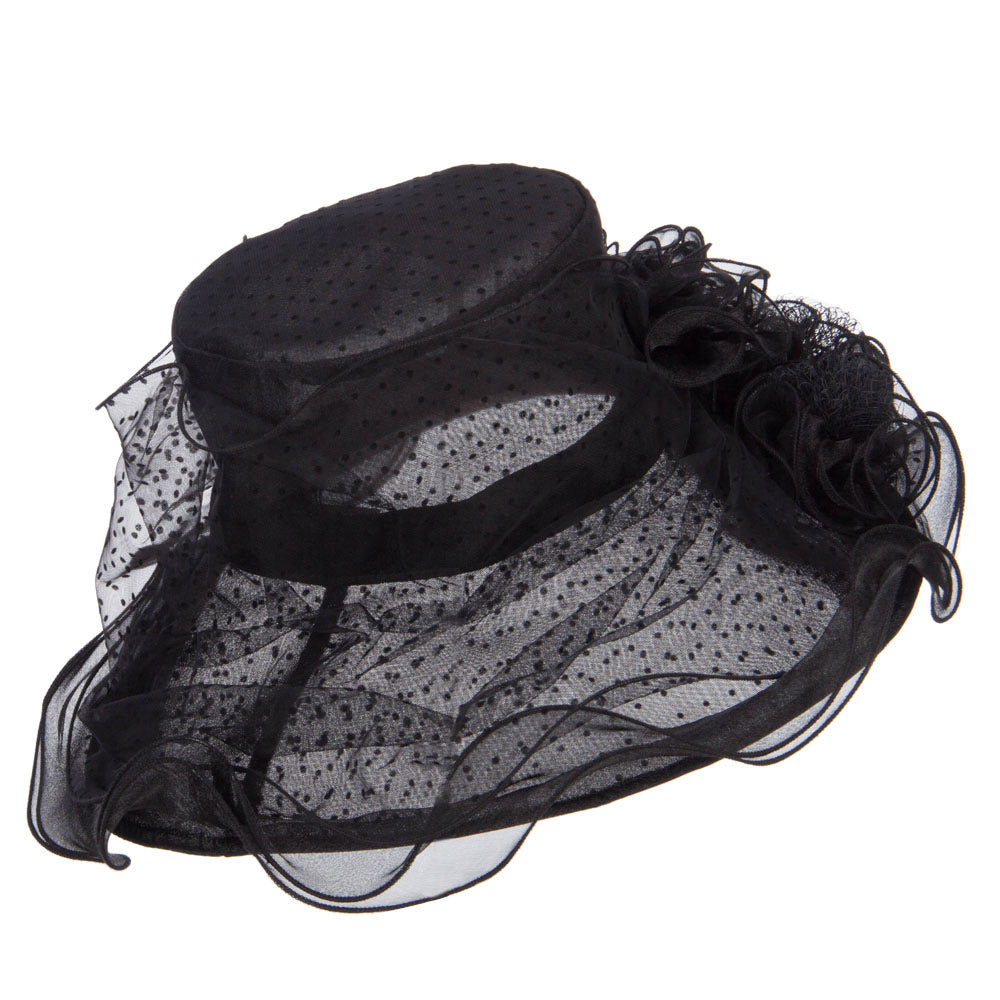 Polka Dot 3 Flowers Organza Hat