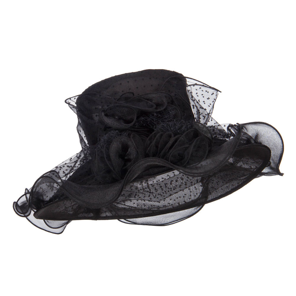 Polka Dot 3 Flowers Organza Hat