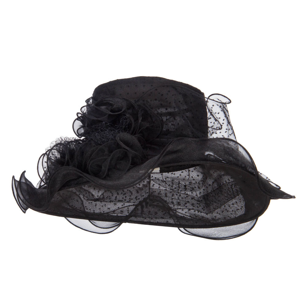 Polka Dot 3 Flowers Organza Hat