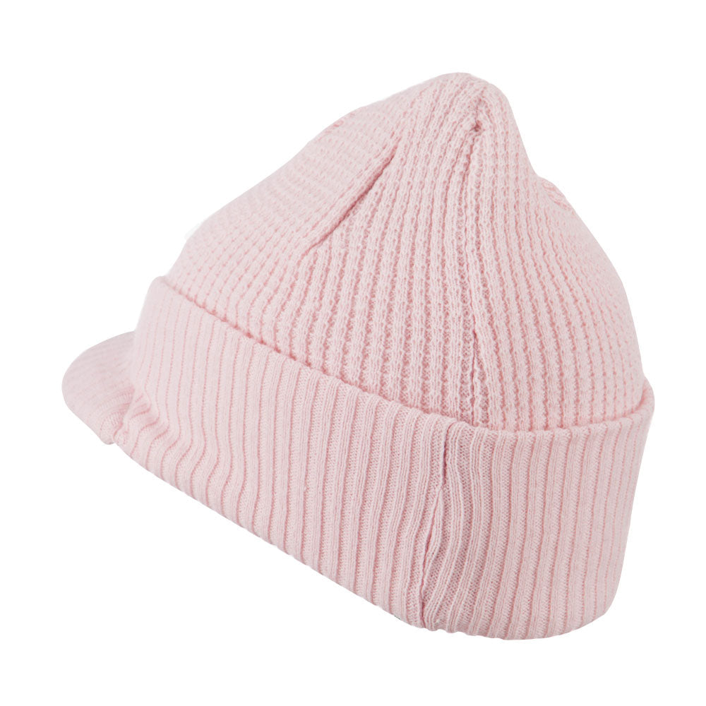 Grid Pattern Cuff Beanie with Visor