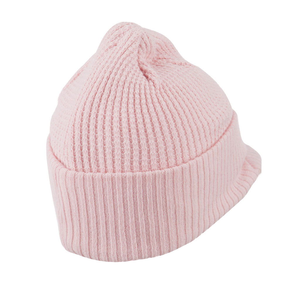 Grid Pattern Cuff Beanie with Visor