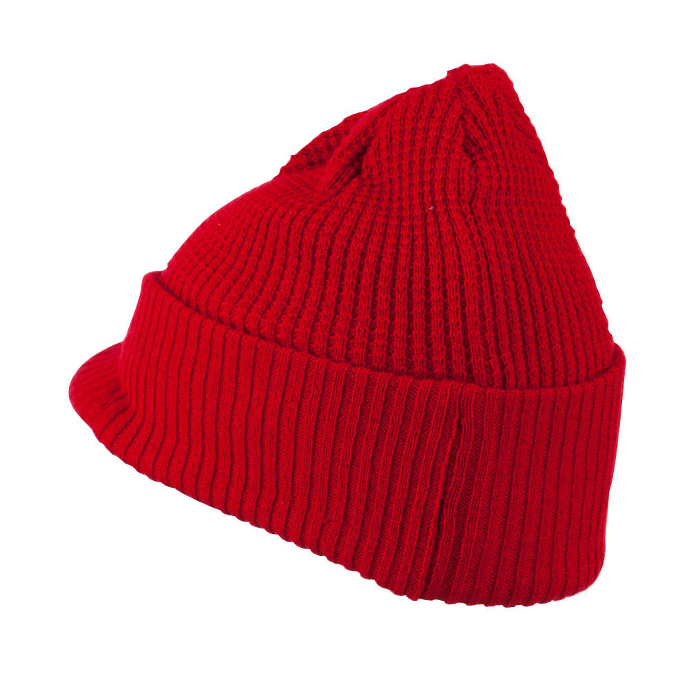 Grid Pattern Cuff Beanie with Visor