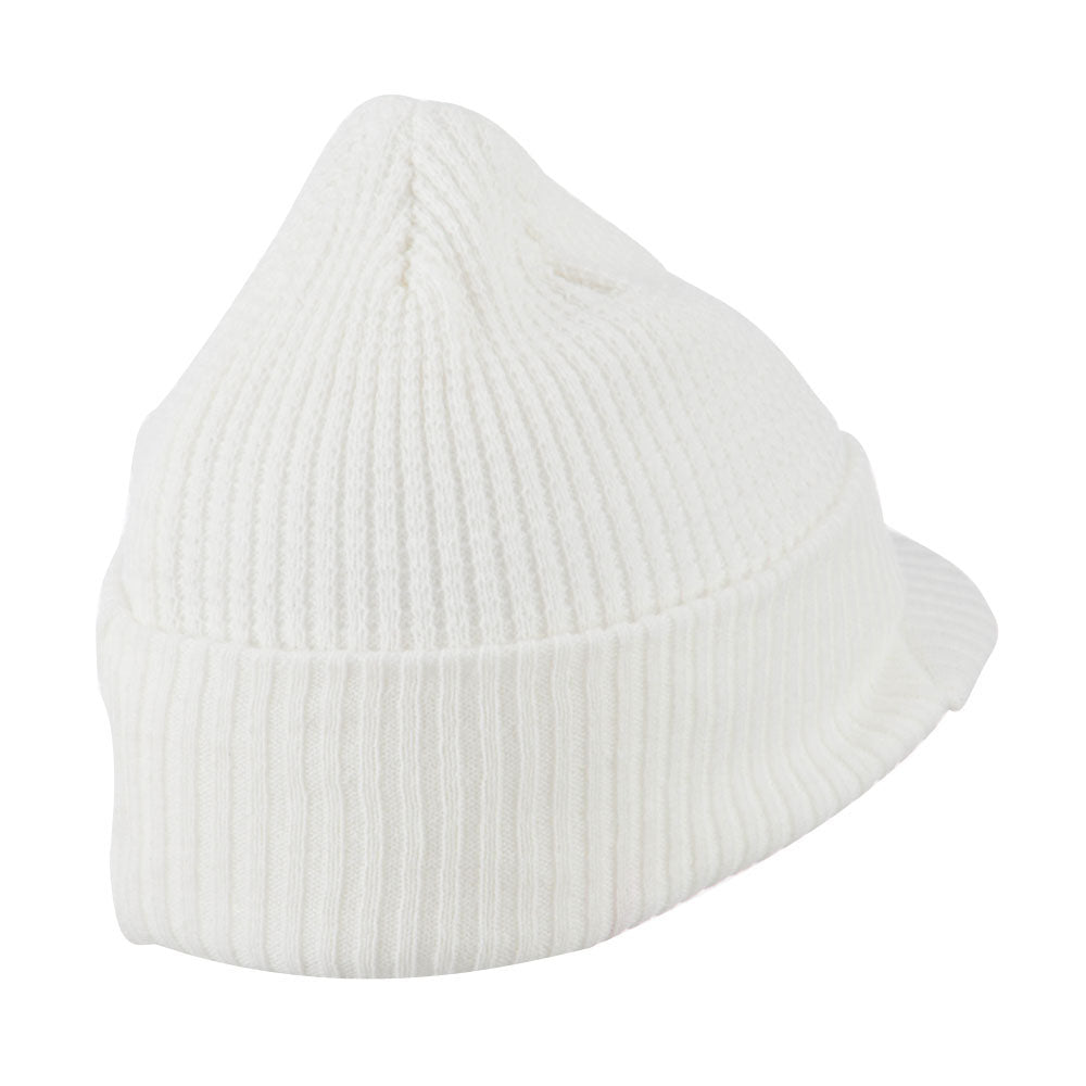 Grid Pattern Cuff Beanie with Visor