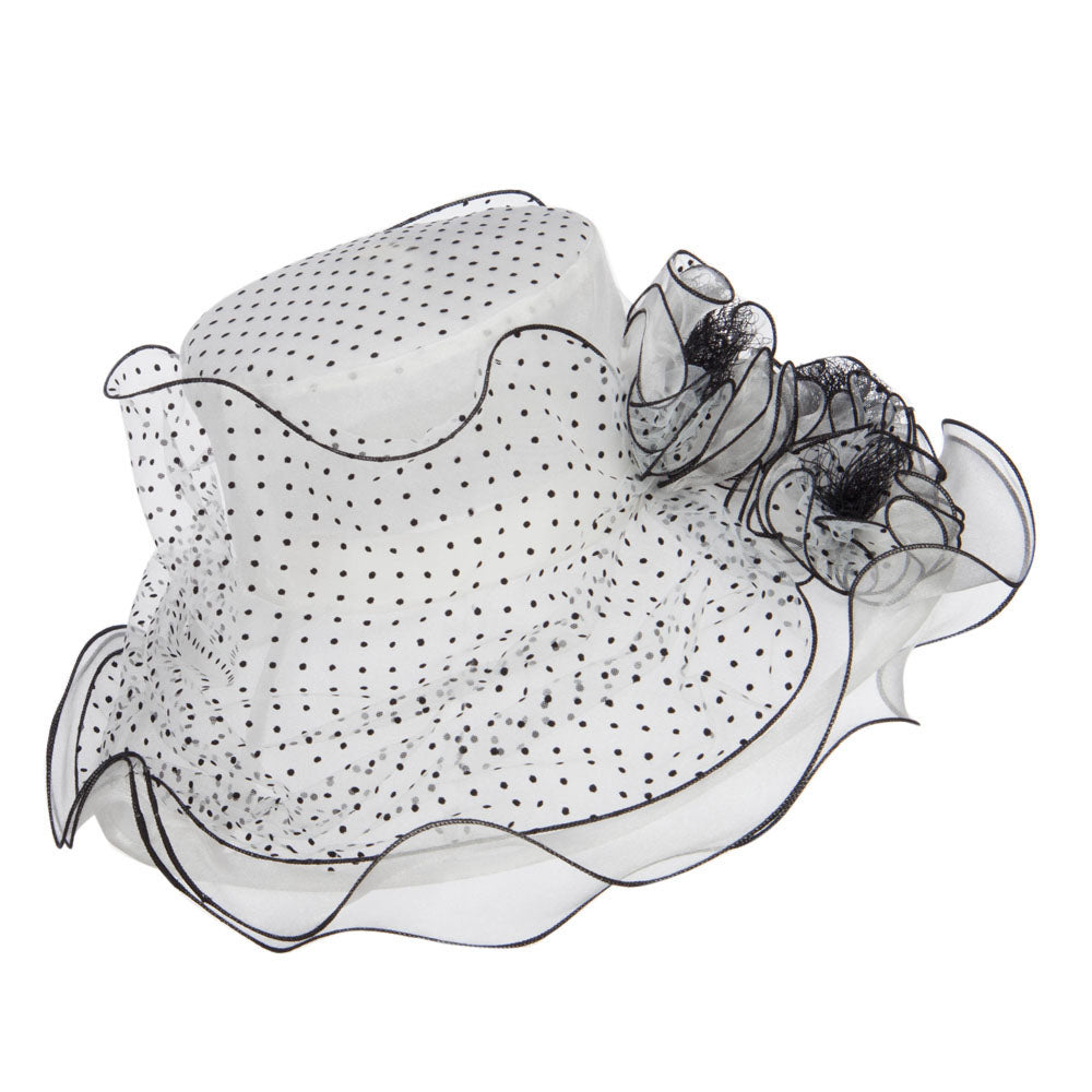 Polka Dot 3 Flowers Organza Hat
