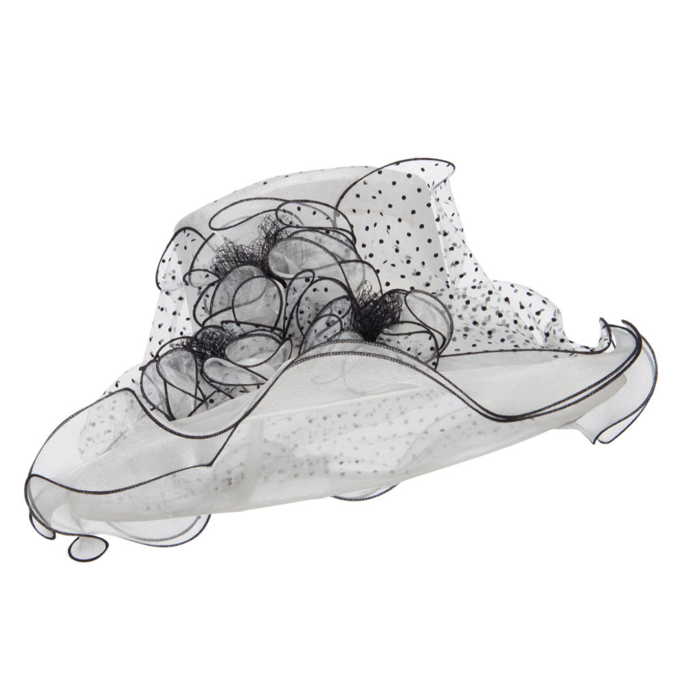 Polka Dot 3 Flowers Organza Hat