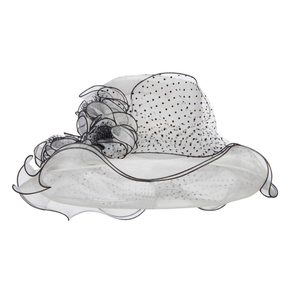 Polka Dot 3 Flowers Organza Hat