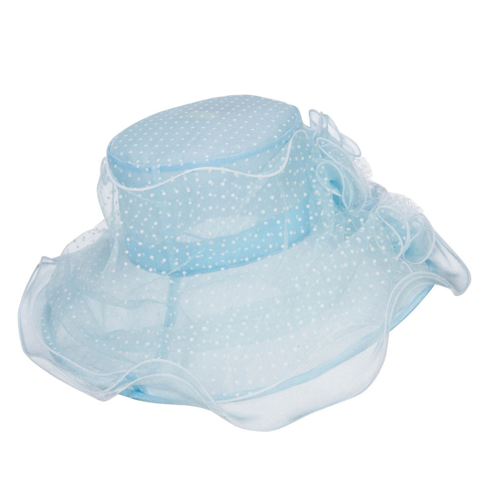 Polka Dot 3 Flowers Organza Hat