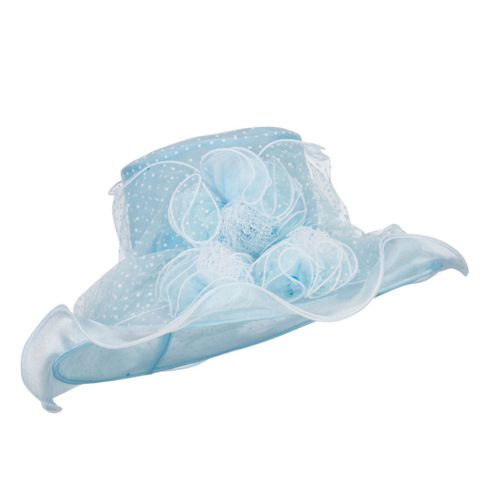 Polka Dot 3 Flowers Organza Hat