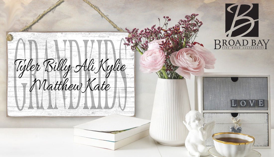 Grandparent Gift Sign With Grandkids Names Personalized For Grandma or Grandpa With Children's Names SOLID WOOD 16.5 in x 10.5 in