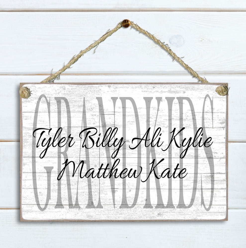 Grandparent Gift Sign With Grandkids Names Personalized For Grandma or Grandpa With Children's Names SOLID WOOD 16.5 in x 10.5 in