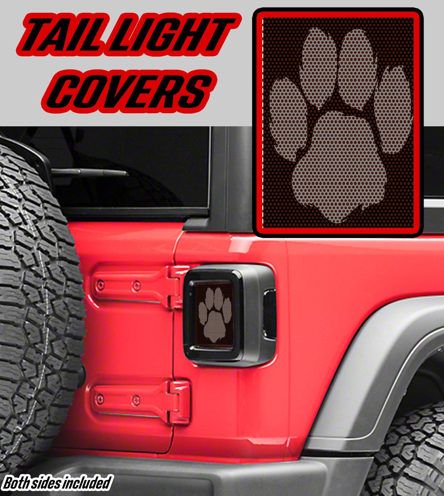 Gray paw print Taillight cover decal
